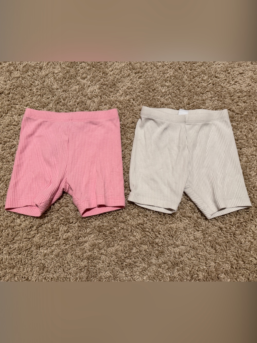 Old Navy Ribbed Kids Biker Shorts - Pink & Cream